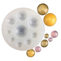 Liyun 상위 1 크리스탈 에폭시 수지 쥬얼리 하드 캔디 석고 실리콘 몰드 9 홀 워터 드롭 반원형 음식 DIY 케이크 퐁당 SL0461, 1개