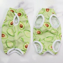고양이 봄옷 강아지봄옷 아기고양이 중형견 여름 스핑크스고양이 애견의류 애견 특이한 티셔츠 소형견 냐옹이 이유식 소송 귀여운 강아지 점프 슈트 안티 릭 복구 참존복 수술 후 인쇄, Avocado Pattern+XL