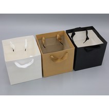 정사각형 무지 종이가방 쇼핑백 케이크 화분 선물용 종이백, 화이트