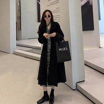 카키 트렌치코트 중장 이른 가 키다리 겨울잠바 핸드메이드코트 겨울코트 여성 모직 코트 겨울