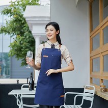 월드25 캔버스 공방 네일샾 생활방수 앞치마, 블루