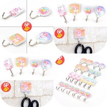 마트498 캐릭터 접착식 후크 행거 넥타이걸이 마스크걸이 차키걸이 청소도구걸이 욕실걸이 행주걸이, 원형 미니 (6P)