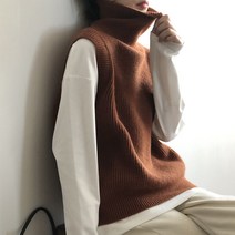 패스타임 여성 무지 하이넥 민소매 니트조끼 봄가을 레이어드 베스트 7color