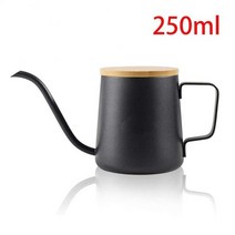 커피포트 드롱기 커피드립퍼 핸드드립주전자 커피머신 드립 주전자 250ml 350ml 커피 차 주전자 논스틱 코팅 식품 등급 스테인레스 스틸 구즈넥 드립 주전자 백조 목 얇은 입, 250ml 블랙