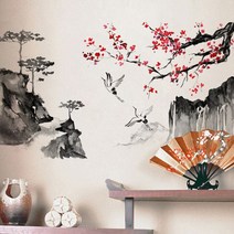 중식화구 중화렌지 중국 영감을 주는 벽 스티커 큰 십대 사무실 거실 장식 미적 소파 TV, 03 Style 3