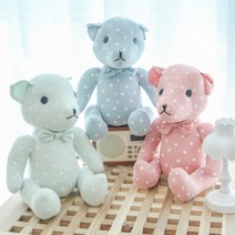 귀여운 봉제인형 고곰 애착인형 세트 면100% 블루 핑크 그린 어린이 선물, 그린베어