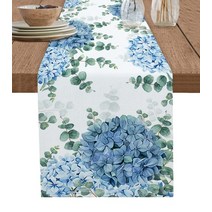 크리스마스 유칼립투스 전나무 나무 로빈 홈 장식 테이블 웨딩 주방 러너, 112.33 x 91cm+LXM11699
