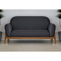 구름 라운드 PU 가죽 신혼 2인용 원목 쇼파 (2색) 명품 비싼 착한 푹신한, 블랙+내츄럴원목