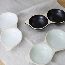 여울 도자기 나눔접시 2구 3구 반찬 소스 그릇 세라믹 콩 찬기 한식기 플레이팅 용기, 비취, 소