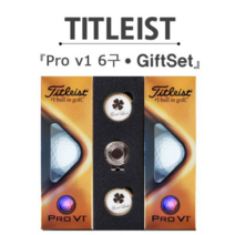 브라더스골프 타이틀리스트 Pro V1 6구 골프공 골드볼마커 선물세트, FREE