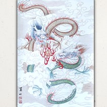 쌍용족자 용그림 용장식품 풍수지리그림 용소품