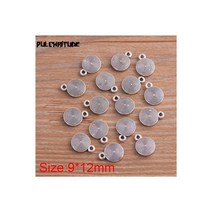 미니 라운드 서클 참 펜던트 쥬얼리 금속 합금 마킹 3 색 9x12mm 30PCs 신제품, 앤틱 실버 도금