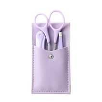 스테인레스 스틸 눈썹 트리머 편리한 접는 패션 빗 족집게 메이크업 도구 4 개, [01] 4Pcs Purple, 01 4Pcs Purple