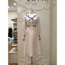 샤틴 배색 버튼 포인트 세미 원피스
