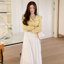 블랙홀제이 여성용 티렌 트위드 플리츠 원피스