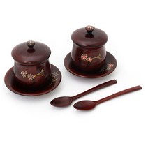 천연옻칠(채화) 부부찻잔세트(무형문화재옻칠장)