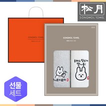 송월타월 송월 깡충 토끼 세면타월 2매 선물세트, 골고루
