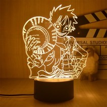 애니메이션 원피스 루피 피규어 3D 일루젼 LED 나이트 라이트 터치 플래시 데스크 모델 완구, [03] 3, [01] 18CM Warm white