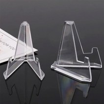 다옴하우스 소형 아크릴 삼각 거치대 액자 받침대 사진 그림 상장 접시 동전 메달 엽서 진열대(10p)