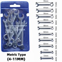 10pcs 미니 스패너 렌치 세트 손 도구 열쇠 고리 스패너 방폭 포켓 영국/미터법 유형 렌치, [01] 파란, [01] Metric Type, 10개