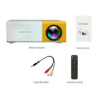 미니 빔프로젝터 캠핑 YG300 Pro LED 미니 프로젝터 1080P HDMI 호환 USB 오디오 휴대용 홈 미디어 비디오, 02 yellow white_04 영국 플러그