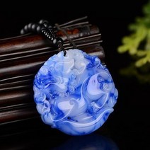 라오농 신강과 전옥 청화옥주 부자 모집 목걸이 펜던트 천연 옥석 옥패 남녀용+d2508LL