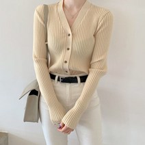 신스엔스 여성 브이넥 기본 캐주얼 골지 니트 가디건