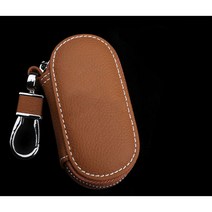 미카 가죽재질 차량용 둥글이 스마트키 보관 스마트키홀더 지퍼형 키홀더, 브라운