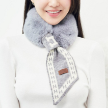 고급 니트 인조퍼 에이치 H이니셜고리 머플러 여성목도리