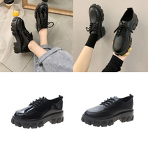 여성 5cm 키높이 블랙 무지 캐주얼 통굽 로퍼