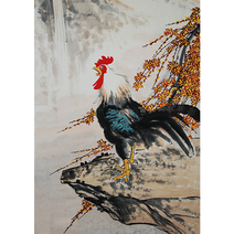 풍수 DIY명화그리기 40*50cm 암탉 수탉 모란꽃 조롱박 물감 피포페인팅 풍요 합격 승진 상징 성공시켜주는 닭그림색칠하기 집콕취미 집중력향상 취직 수능 개업선물 액자포함, 닭그림그리기 자번