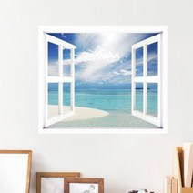 cx323-세계의바다_대양의아름다움_창문그림액자(중형)_뮤럴시트지, F타입-브라운우드/1-아름다운선착장