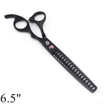 애견 숱 커브 요술 가위 강아지 개 손질 전문 65 7 일본 440C 숱이 청커 생선 뼈 이빨 24, Black-6.5 inch