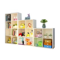 아기 전면책장 키즈 책꽂이 교구장 동물 수납함, Tianzi 4개 구획 + 만화 보관 상자