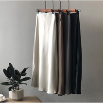 새틴롱스커트 실크스커트 밴딩롱치마 A라인스커트