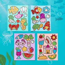 만들기자랑 여름 포일아트/홀로그램/만들기재료/도안 스티커 만들기/공예재료/여름 호일아트, 여름포일아트-해변A