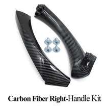 자동차 호환 손잡이 교체 LHD RHD 인테리어 도어 풀 핸들 키트 커버 트림 어셈블리 BMW 3 시리즈 E90 E91 E92 316 318 320 325 328i 167707, Carbonfiber Right