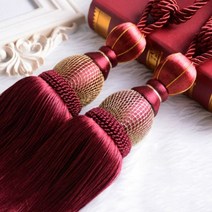 커튼핀 봉 집게링 브라켓 레트로 럭셔리 대형 커튼 타이 백 홀드백 태슬 로프 1 쌍 타이백 홈 장식 액세서리, M