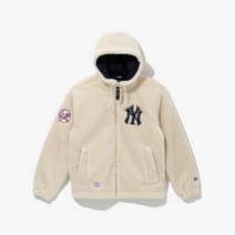 뉴에라 공식스토어 [스타필드안성] 뉴에라 MLB 뉴욕 양키스 보아 플리스 후드 집업 아이보리_13781146