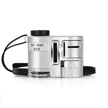 디지털현미경 전자현미경 생물 휴대용 돋보기 시간 램프 통화 감지기 램프 식별 보석, 60배, 하얀