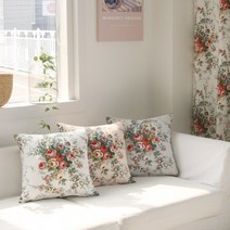 앙티브 로즈 쿠션 50x50, 커버+솜, 아이보리