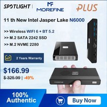 미니피씨 미니컴퓨터 미니PC MOREFINE-M6 미니 PC 11 세대 인텔 N10 2.9GHz 윈도우 DDR 4 2933MHz NVMe SSD 포켓 컴퓨터 HDMI 2.0 4K, CHINA, N5105 + 미국, 16GB DDR4 No Storage