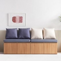 사무실 대기실 가죽패드 수납 벤치 4인용 200cm, 그레이그레이