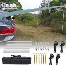 헥사타프모기장 터널형 풀 옥타 라운지 타프 쉘터 3x3m car side awning with pole rope peg strong 흡입 컵 anchor 야외 캠핑 텐트 방수, 초록, 3x5m