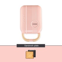 토스트기 베이글 식빵 팬 빵굽는기계 미니 2구 붕어빵 타코 도넛 온도조절 자동 샌드위치 와플기 가정용 쿠커, pink with 1 plate