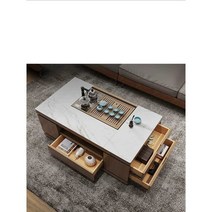 거실 리프트 테이블 소파 업 트랜스포머 좌식 탁자, 1.5 (월넛 화이트 수납장+화이트 조리대)
