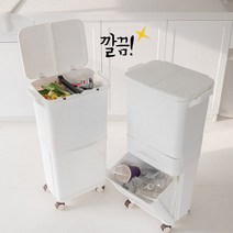 생활백서 가정용 대용량 재활용 분리수거함+재활용스티커 증정, 2단 분리수거함 발판형+재활용 스티커 증정