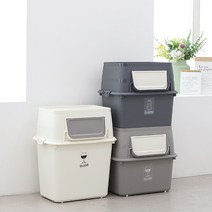 가정용 분리수거함 단단한 대용량 탱크형 40L 50L, 50리터, 아이보리
