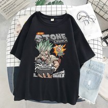 옴니뷰 Anime T-shirt men Graphic Cartoon Titan Attack Shingeki No Kyojin 티셔츠 하라주쿠 오버사이즈, 02 S9198-Black_06 XXL