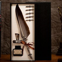 깃펜 캘리그라피 깃털펜 잉크 펜 펜촉 세트, 4-깃펜-올리브